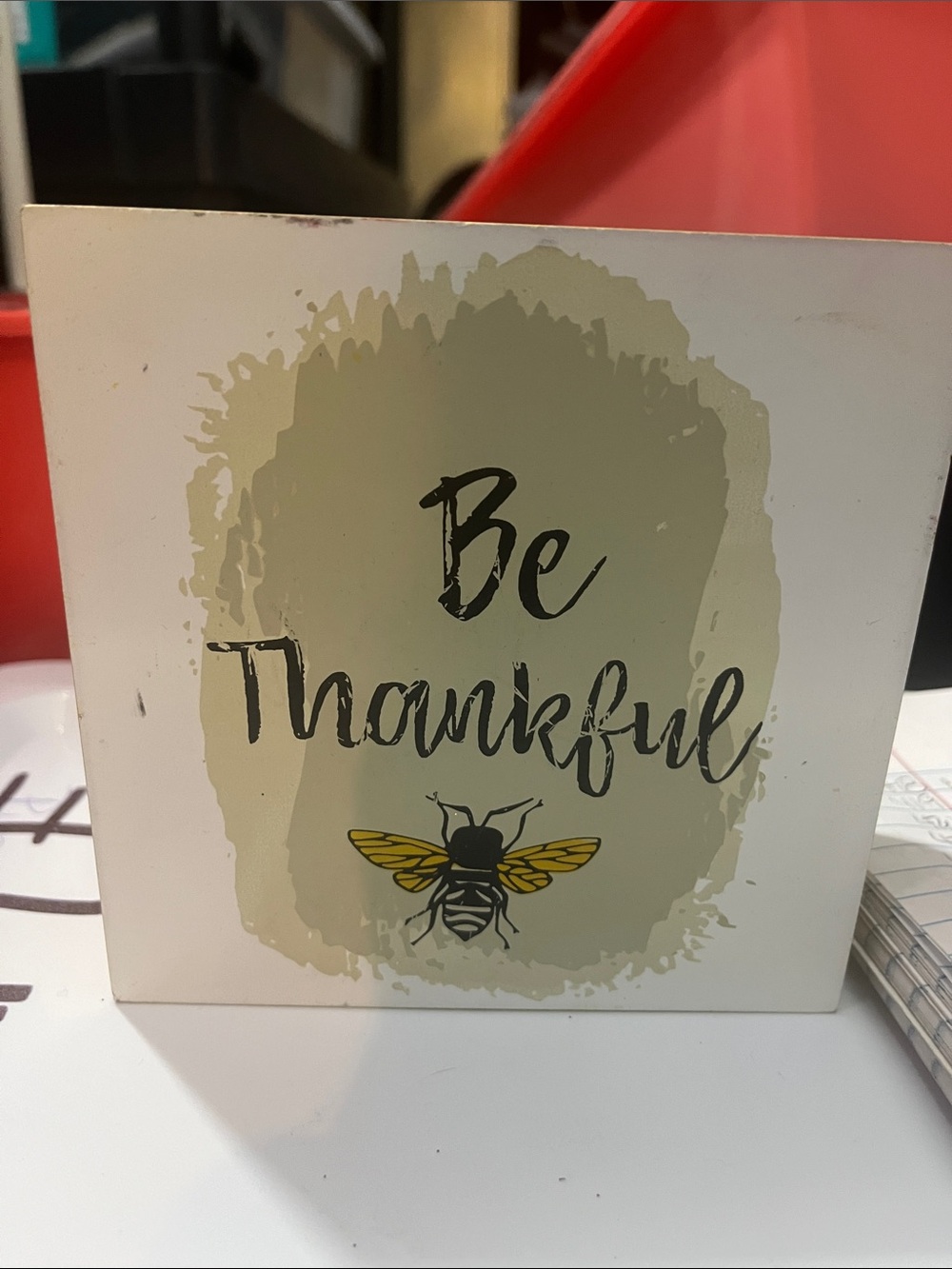 Hobby Lobby Neutral 'Be Thankful' Bee Wall Decor with Yellow Accents 427
